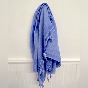 Blue cotton tassel scarf/wrap
